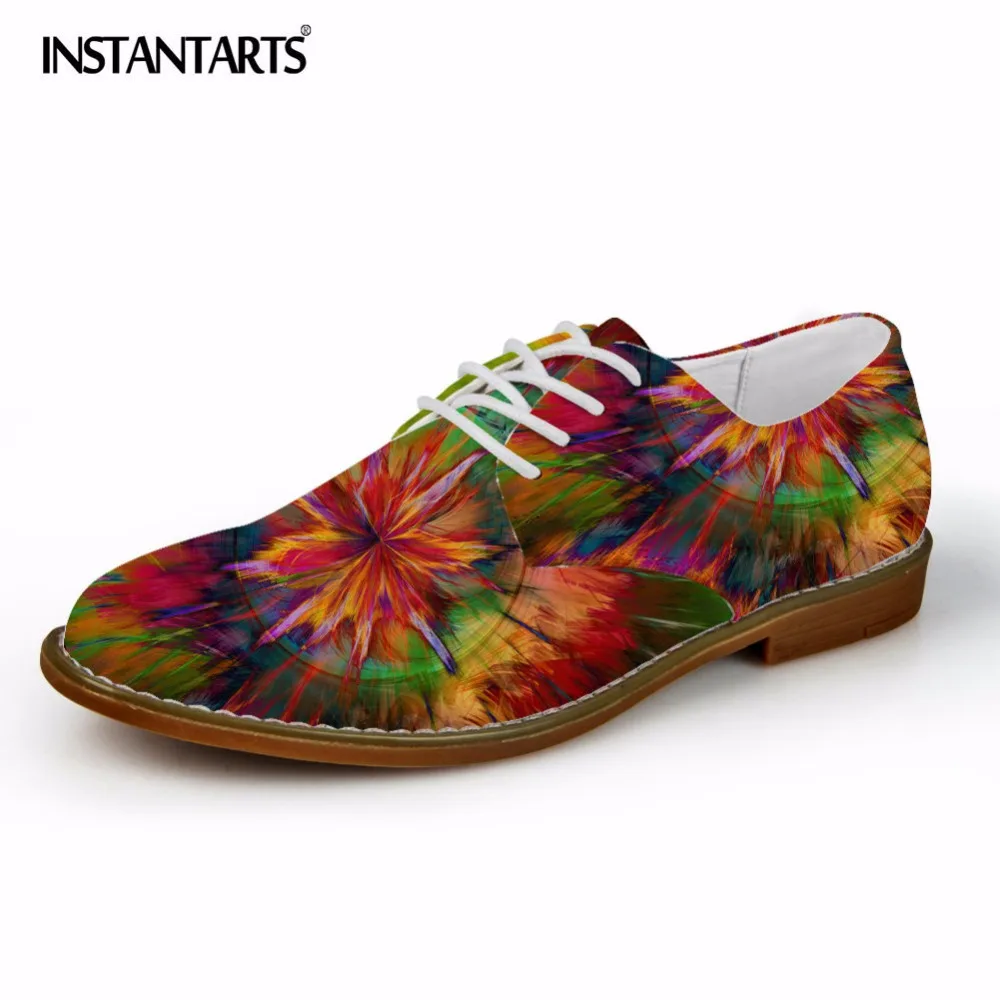 

INSTANTARTS HOT 2018 Men Oxfords Shoes 3D Multi-color Printing High Quality Men Casual Leather Oxford Shoes for Teenagers Boys