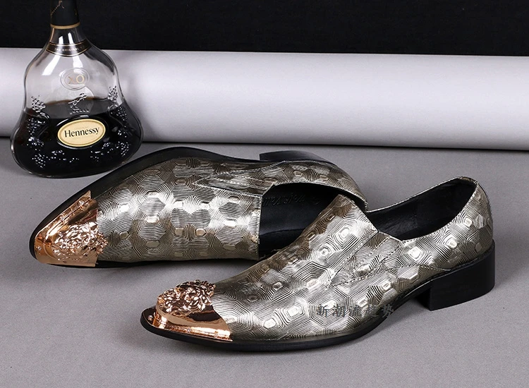 2017 Обувь Из Натуральной Кожи Мужчины Башмаки Острый Металл Toe Туфли Змеиной