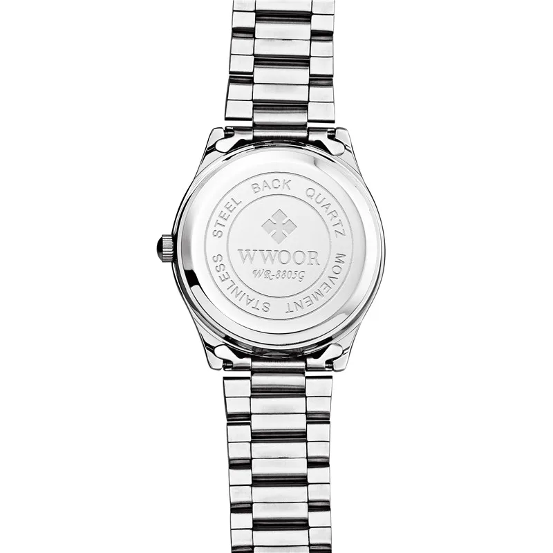 Часы наручные WWOOR Мужские кварцевые модные брендовые Роскошные повседневные