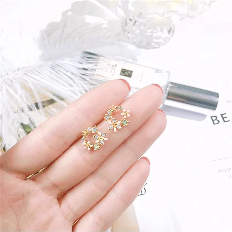 S925 Серебряные серьги иглы Модные лепестки уха шпильки женские Корея сладкий