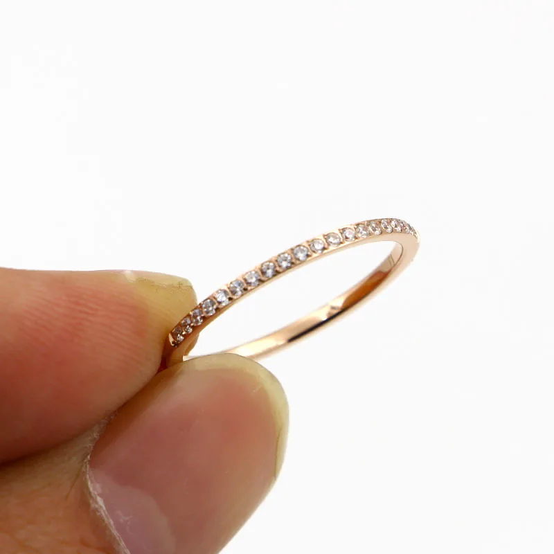 Женское кольцо из титановой стали с 20 фианитами и розовым золотом|women rings|gold women