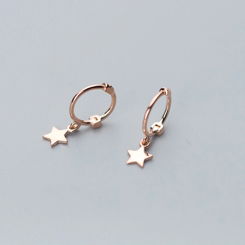 Польский звезды висят 925 пробы серебро розовое золото Цвет серьги стержня для Для