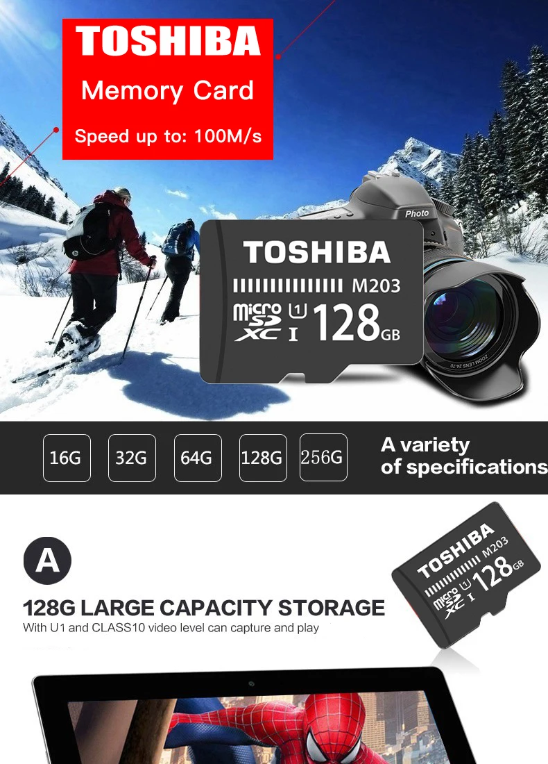 Карта памяти TOSHIBA Micro SD карты 128 Гб 64 ГБ 32 ГБ оперативной памяти, 16 Гб встроенной памяти, Class10 UHS-1 U1 SDXC/SDHC карты флэш-памяти Microsd 100 м/с с посылка