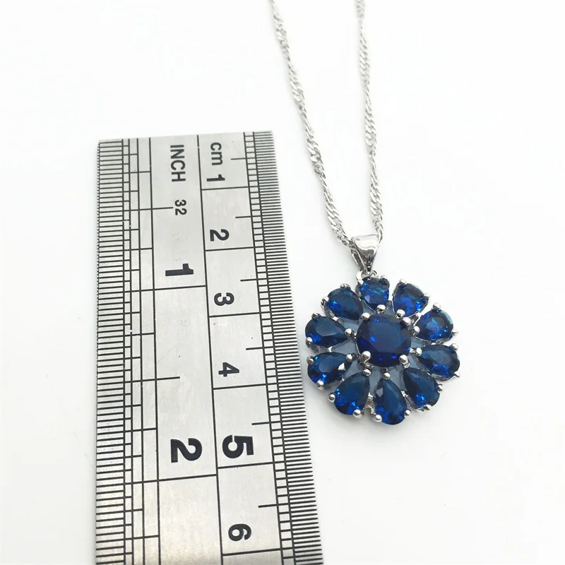 Серебряные Синие Ювелирные наборы Монтана серьги с огромным