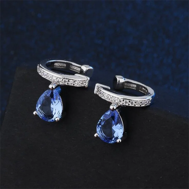 Белый черный медный синий AAA кубический цирконий клипсы серьги модные ювелирные