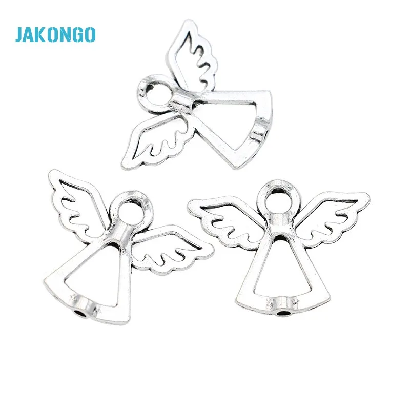 Посеребренные подвески в античном стиле Сказочный ангел из бисера 10 шт. Подвески