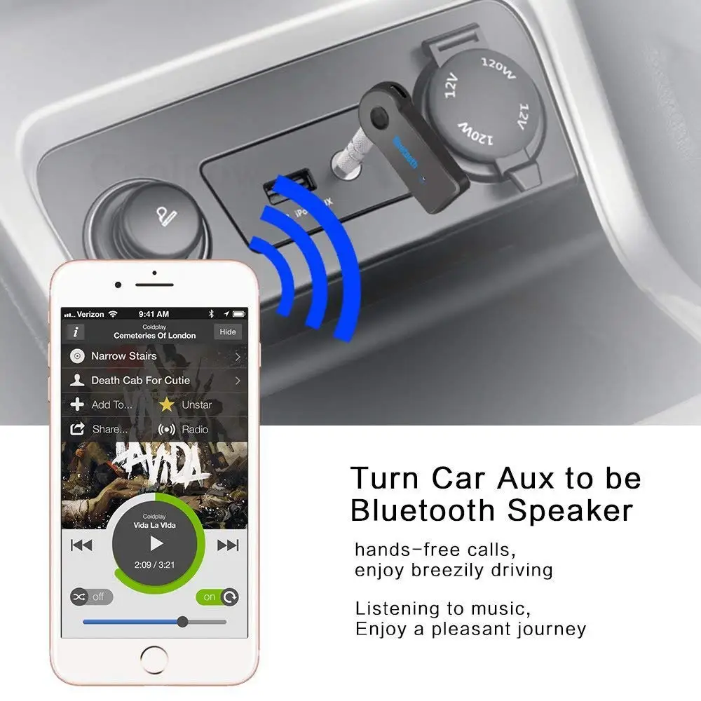 

Portable 3.5MM Jack Car Wireless Bluetooth AUX Audio Music Receiver Adapter with Microphone Handsfree Calling For iPhone Samsung
