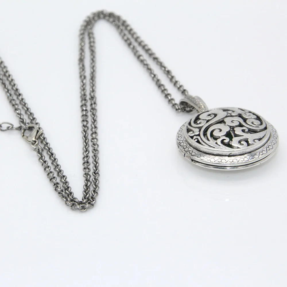 10PCS Antique Silver Auspicious Clouds Living Memory Round Locket Aromatherapy Pendant Essential Oil Diffuser Necklace Gift | Украшения и