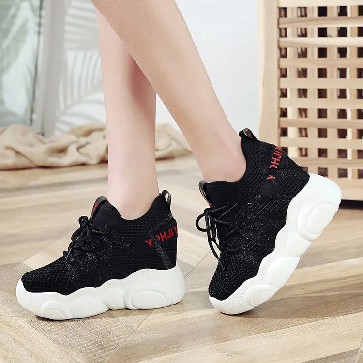 Новинка 2019 женская повседневная обувь на платформе сетчатые дышащие туфли