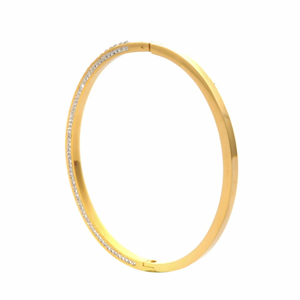 

New Women Crystal Stainless Steel Rose Gold Bracelet Wedding Lover Gifts Titanium Bracelet Bangle Wedding Party Charming Jewelry