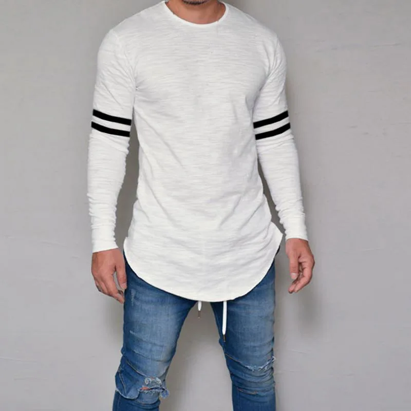Men Hot Sale Fashion Fitness T-Shirt Bodybuilding Long-Sleeve Muscle Basic Print Blouse Tee Shirt Top Casual | Мужская одежда