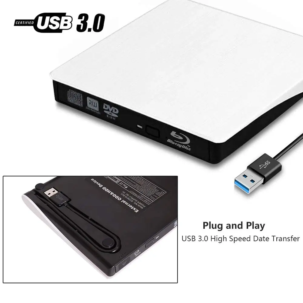 Blu-ray проигрыватель Внешний USB 3 0 DVD привод воспроизведение 3D фильмов 25 г 50 BD-ROM CD/DVD RW