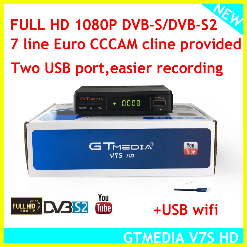 Спутниковый ресивер GTMEDIA V7S decodificador с поддержкой USB wifi для сети и YouTube Youporn Cccam такой же, как и freesat v7