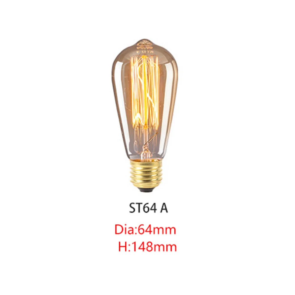 ST64A E27 Bulb E27 ретро лампы Эдисона 220 В 40 Вт ST64 G95 T10 ампулы Винтаж лампа Эдисона лампа накаливания Светильник лампы арт-деко - Цвет: ST64A E27 Bulb
