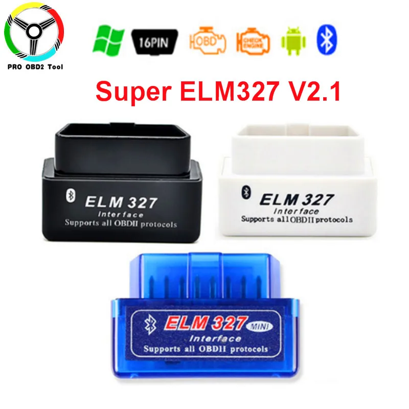 Супер OBD2 ELM327 сканирующие инструменты ELM327 V2.1 Bluetooth сканер адаптер считыватель кода и сканирующие инструменты работают на многобрендовом автомобиле