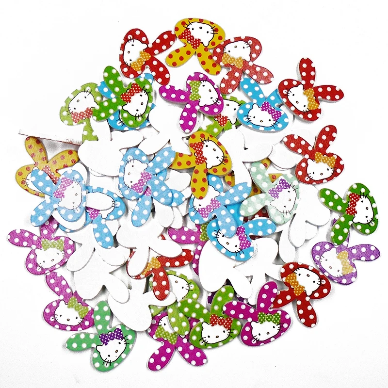 ZIEENE 5 шт.-50 шт. смешанные 7 цветов картины KT Rabbit деревянные тэги детские пуговицы