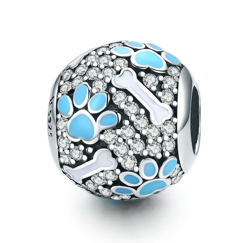 MOWIMO Домашние животные собака следы кости бусины 925 пробы серебро Подходит Pandora браслет талисманы ювелирные аксессуары BKC765