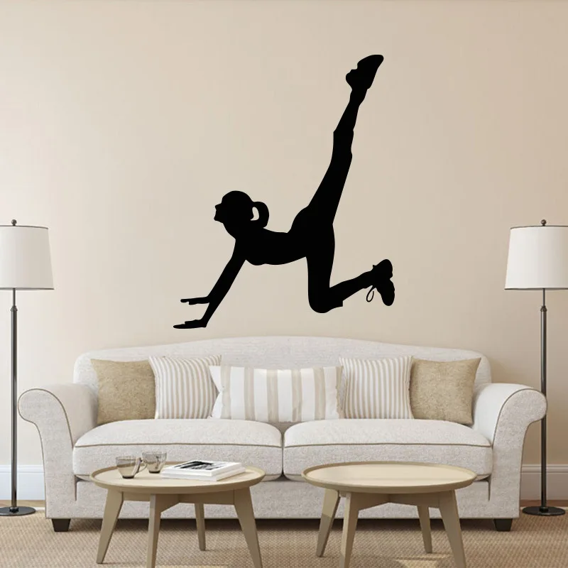 Мультяшная художественная Наклейка на стену для йоги Женская украшение