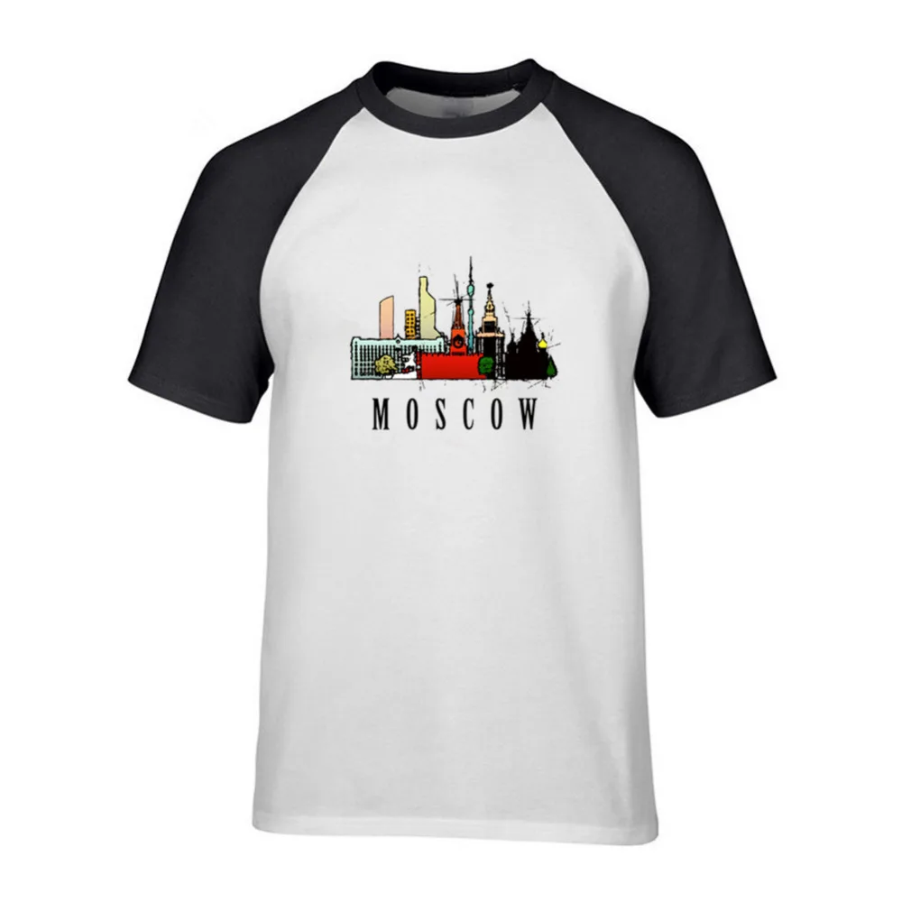 Russia Moscow city Red Square watercolor drawing no glue print tshirt men 2018 summer new white casual homme cool t shirt | Мужская