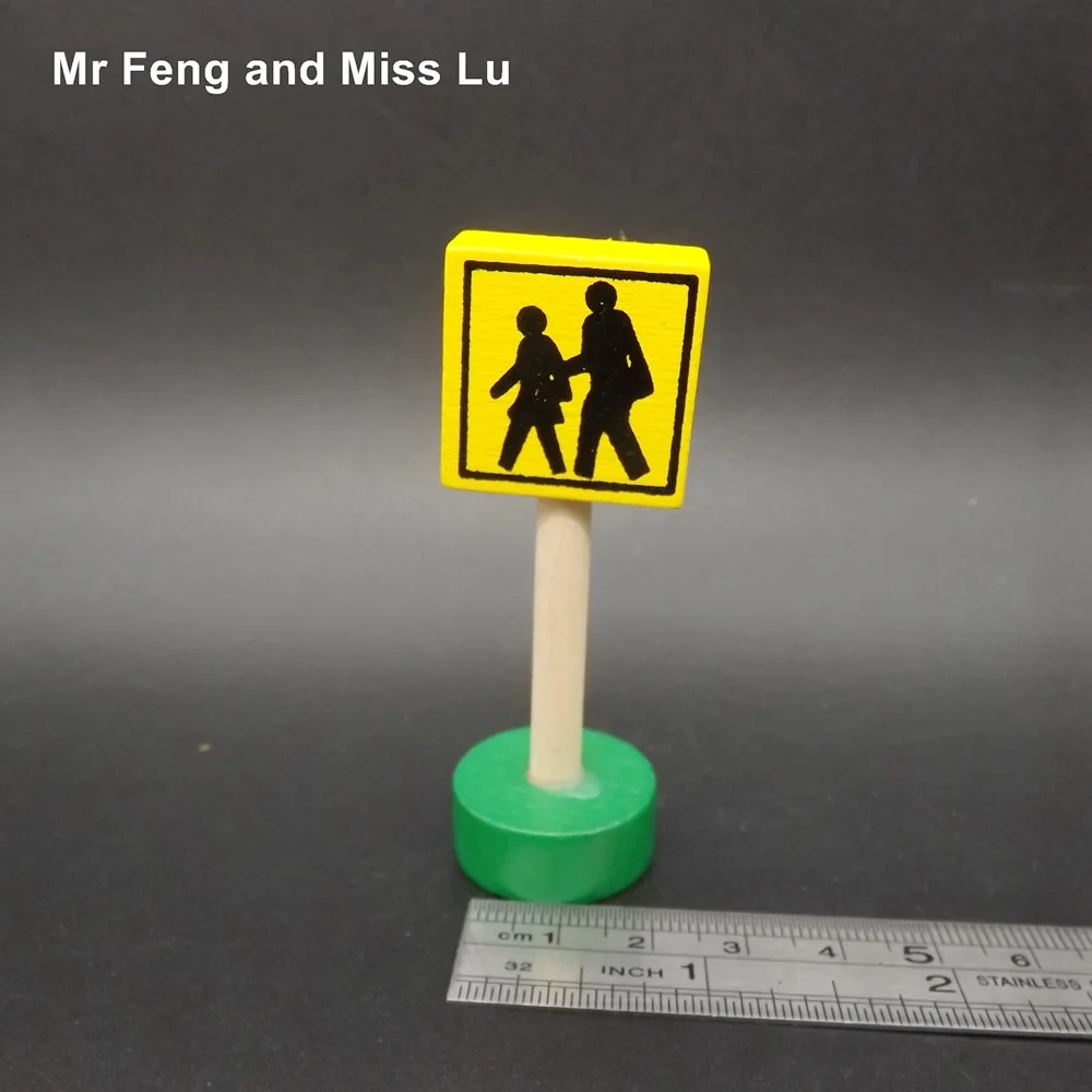 Pedestrian Traffic Sign Vehicle Model Accessories Toy Wooden Game Teaching Kid |