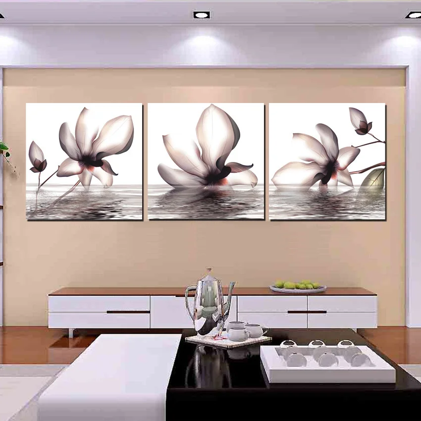Unframed 3 Панелей Моды Современный Дом Декора Гостиной Настенной Живописи Цветок В