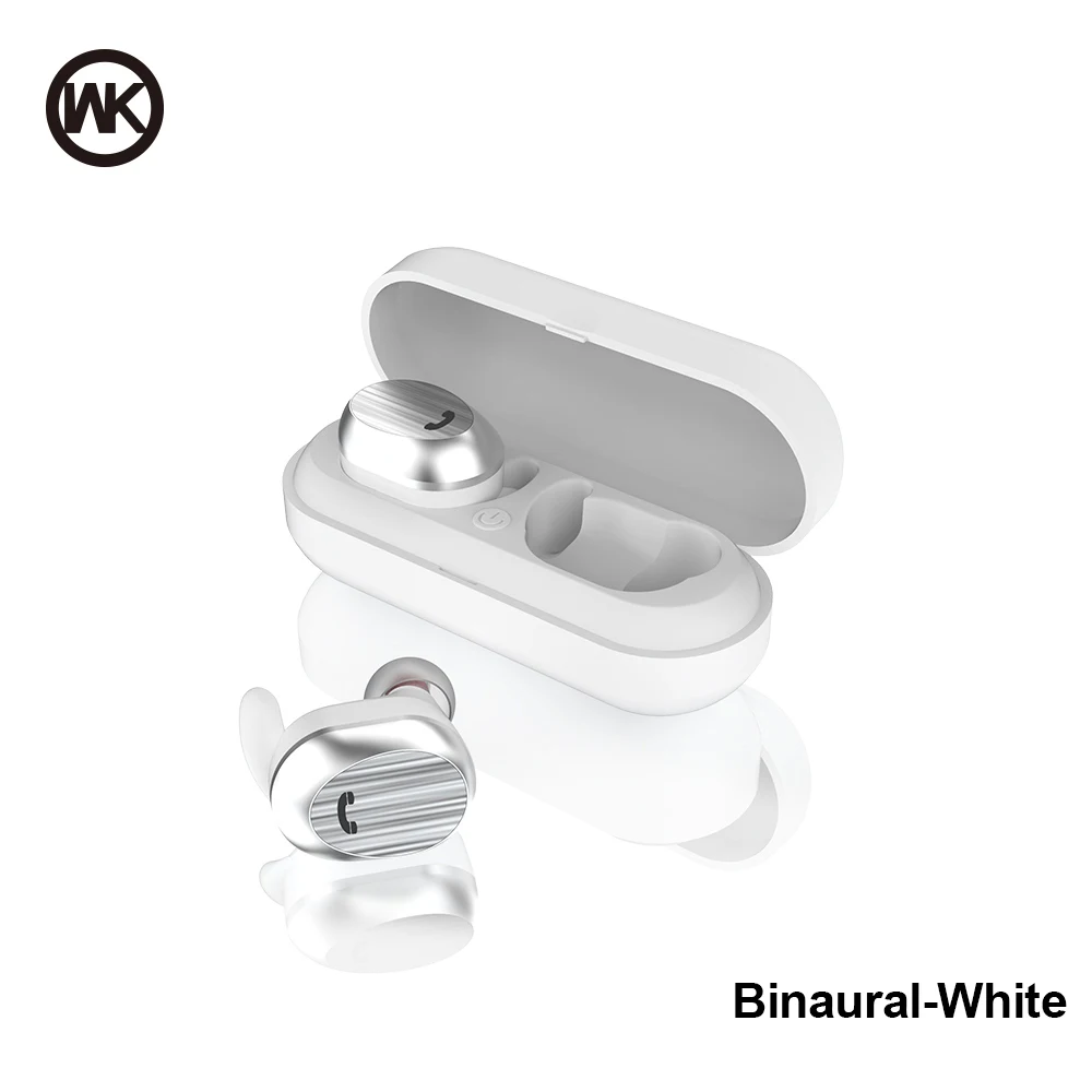 Double White WK беспроводные TWS Bluetooth наушники гарнитуры наушники зарядный ящик мини 3D стерео Bluetooth наушники для Xiaomi iPhone samsung - Цвет: Double White