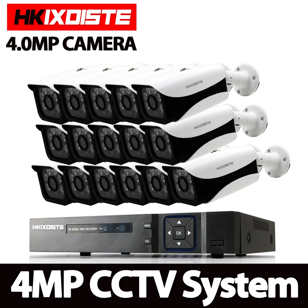 4MP 16CH 5 в 1 DVR Full HD CCTV Система HDMI 1080P AHD 16 шт. 4.0MP Bullet домашняя камера