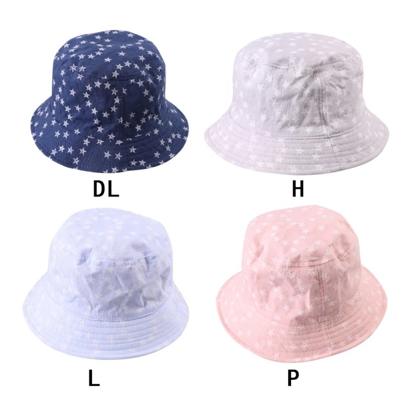 Summer Baby Girls Toddler Star Pattern Bucket Hats Caps Reversible Sun Headwear For Spring | Детская одежда и обувь