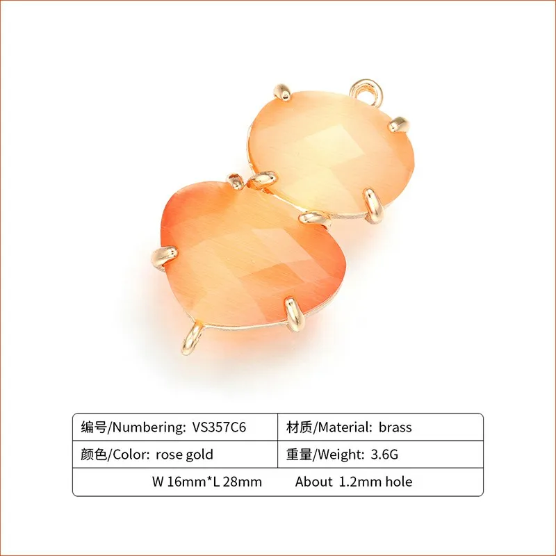orange ZHUKOU 16*28 мм Высокое качество Латунь кубического циркония Подвески-соединители DIY ювелирных изделий Модель: VS357 - Цвет: orange