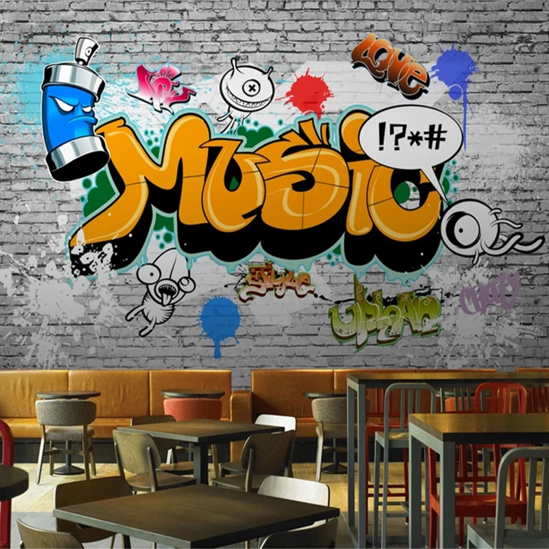 Настенная 3D обои на заказ винтажная кирпичная стена уличные граффити Фотофон для