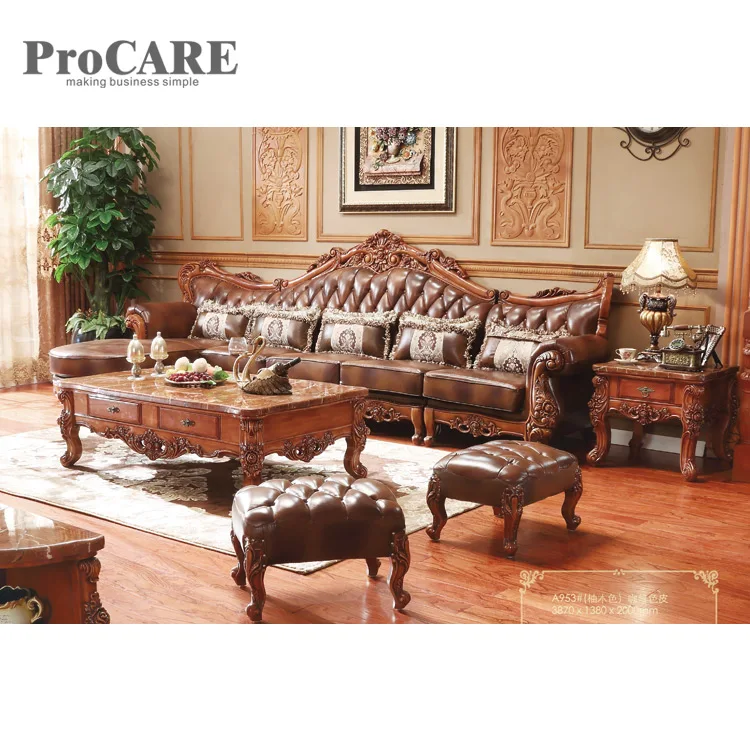 Мебель для дома угловые диваны в европейском стиле из коричневой кожи A953B|Диваны