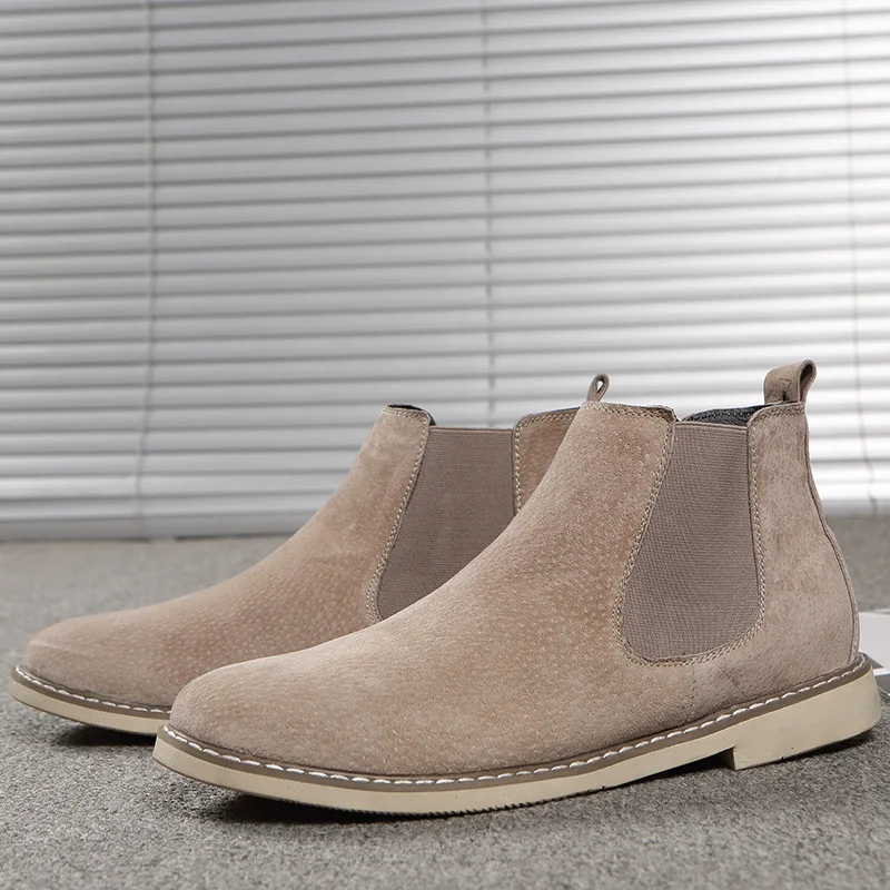 2018 мужские ботинки замшевые черные челси модельные туфли без шнуровки ботильоны