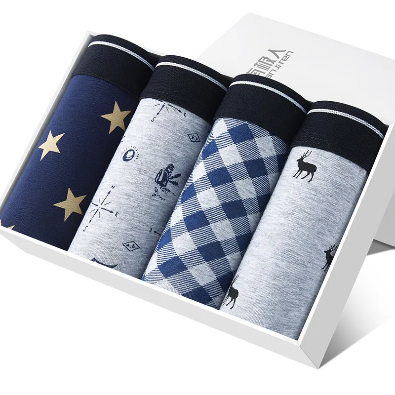 N9212 J-BOX шорты мужские s 4 шт \ нижнее белье Мягкие хлопковые боксеры мужские прочны боксерские трусы плюс размер нижнее белье мужское нижнее белье - Цвет: N9212