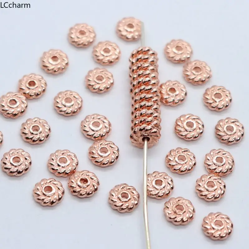 80 шт. бусины из розового золота с цветком ромашки 6 мм|Бусины| |