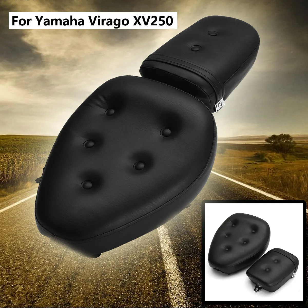 Осеннее заднее сиденье для мотоцикла 2 шт. абс + искусственная кожа губка Yamaha Virago