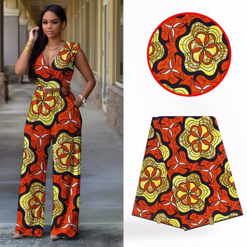 6Yards/lot Good quality red african wax yellow printed design batik fabric for clothes VH162-6 | Дом и сад