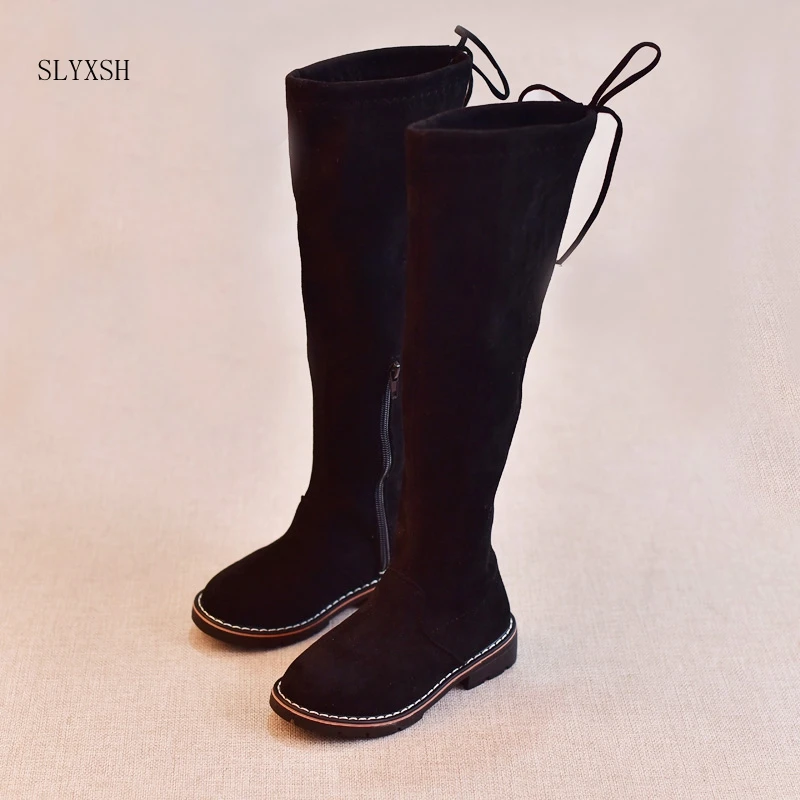 Сапоги для девочек детские сапоги Новинка осени 2018 большого размера высокие в