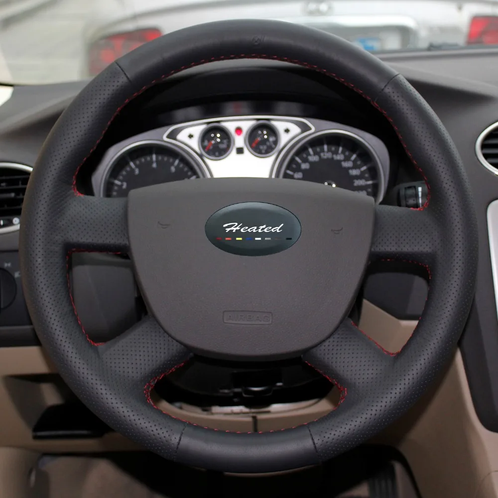 Подогрев рулевого колеса автомобиля крышки для Ford Focus 2 2005-2011 Тюнинг автомобилей из микрофибры автотентами Оплетка на руль для форд фокус 2