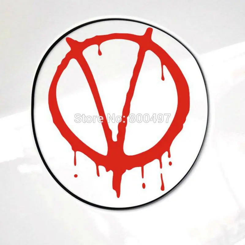 

Newest Creative V Logo V For Vendetta Funny Warning Sticker Car Decoration Decals for Volkswagen BMW Benz Opel Peugeot Renault
