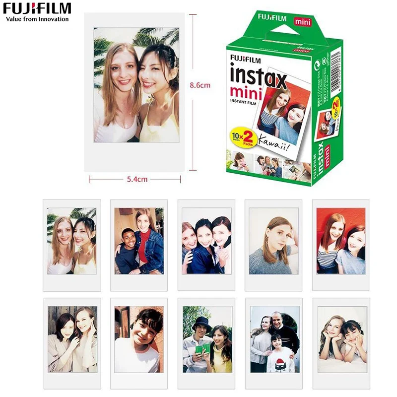 Оригинальные пленки 20 шт. Fujifilm Instax mini 8 с белыми краями 3 дюйма для мгновенной