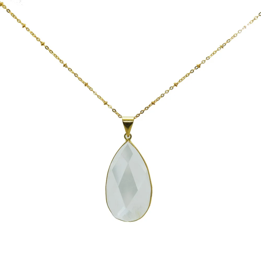 1 шт. ограненный природный камень кулон в виде капли воды Женское Ожерелье