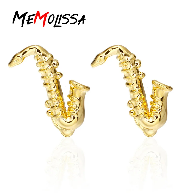 MeMolissa Display Box Casual Gold Suona Cufflinks Music Equipment Design Gifts for lovers Abotoadura Free Tag &amp Wipe Cloth | Украшения и