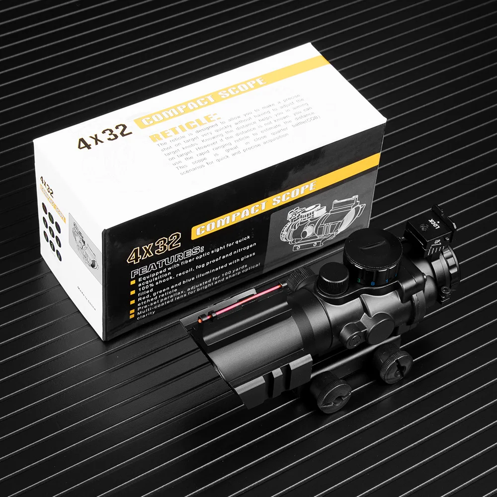 4x32 Acog прицел 20 мм ласточкин хвост рефлекторная Оптика прицел тактический прицел для охотничьего ружья винтовка страйкбол снайперская Лупа пневматический пистолет