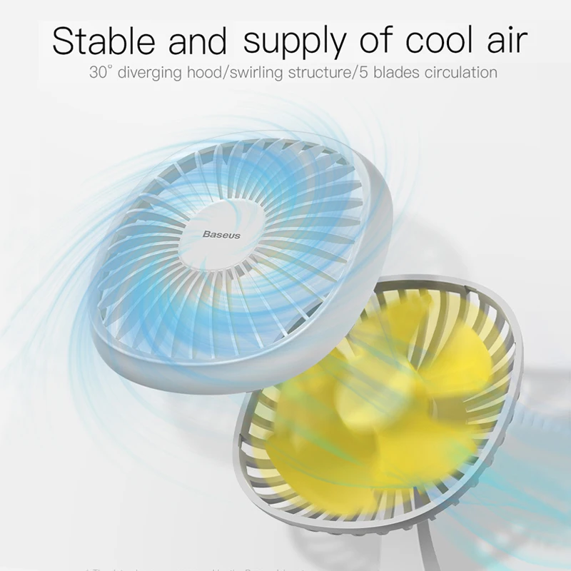 Baseus Mini USB Fan Rechargeable Portable Air Cooling 3-Level Adjustment Desktop Cooler with Organizer | Компьютеры и офис