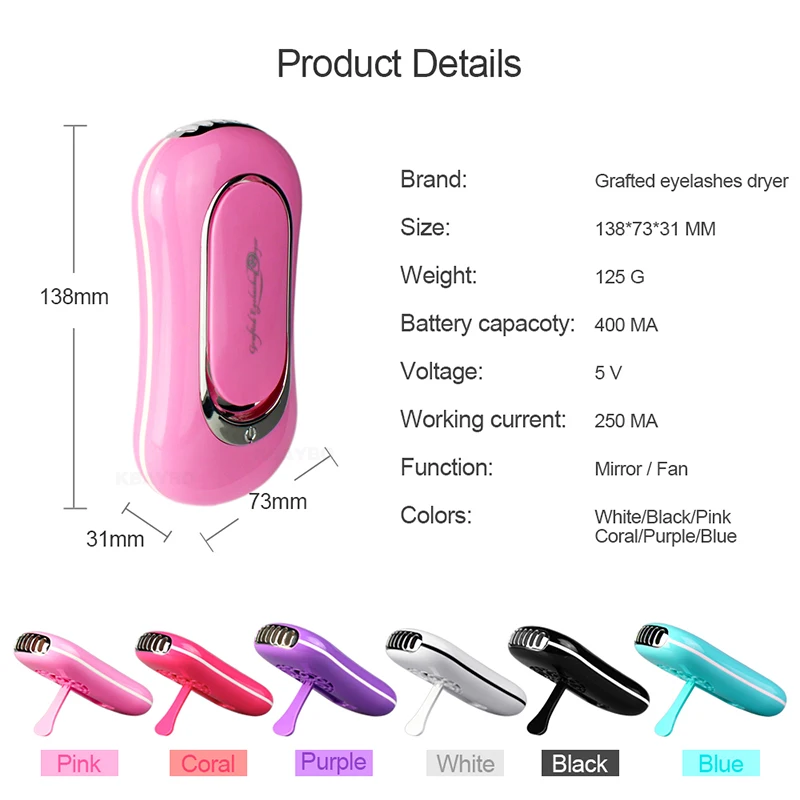 

Mini USB Portable Fan Eyelash Dryer Air False Eye Lash Mascara Dryer Quick Drying Makeup Device Tools