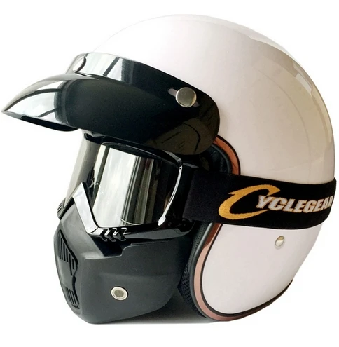 Ретро мотоциклетный шлем Casco Capacete с маской очки - Цвет: as show