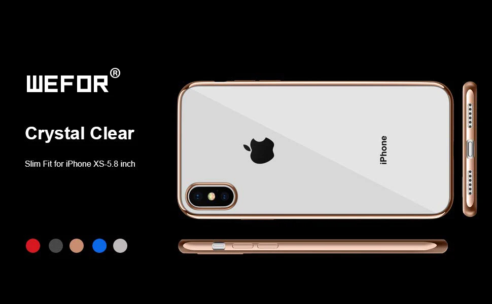 Для iPhone XS Max XS XR чехол, WEFOR ультра тонкий прозрачный мягкий Премиум гибкий хромированный бампер прозрачный ТПУ задняя крышка