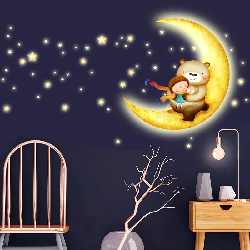 Виниловые наклейки на стену в виде Луны для детской комнаты|poster mural|vinyl wall stickerswall