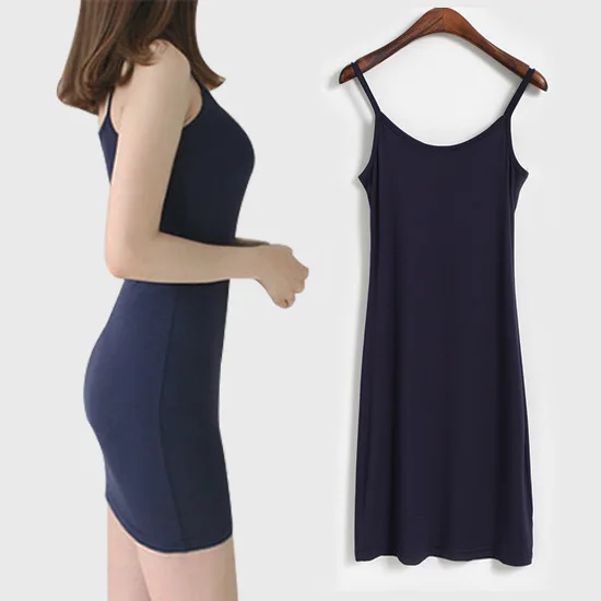 

Vest underskirt modal cotton spaghetti strap basic medium long plus size slim solid full slip