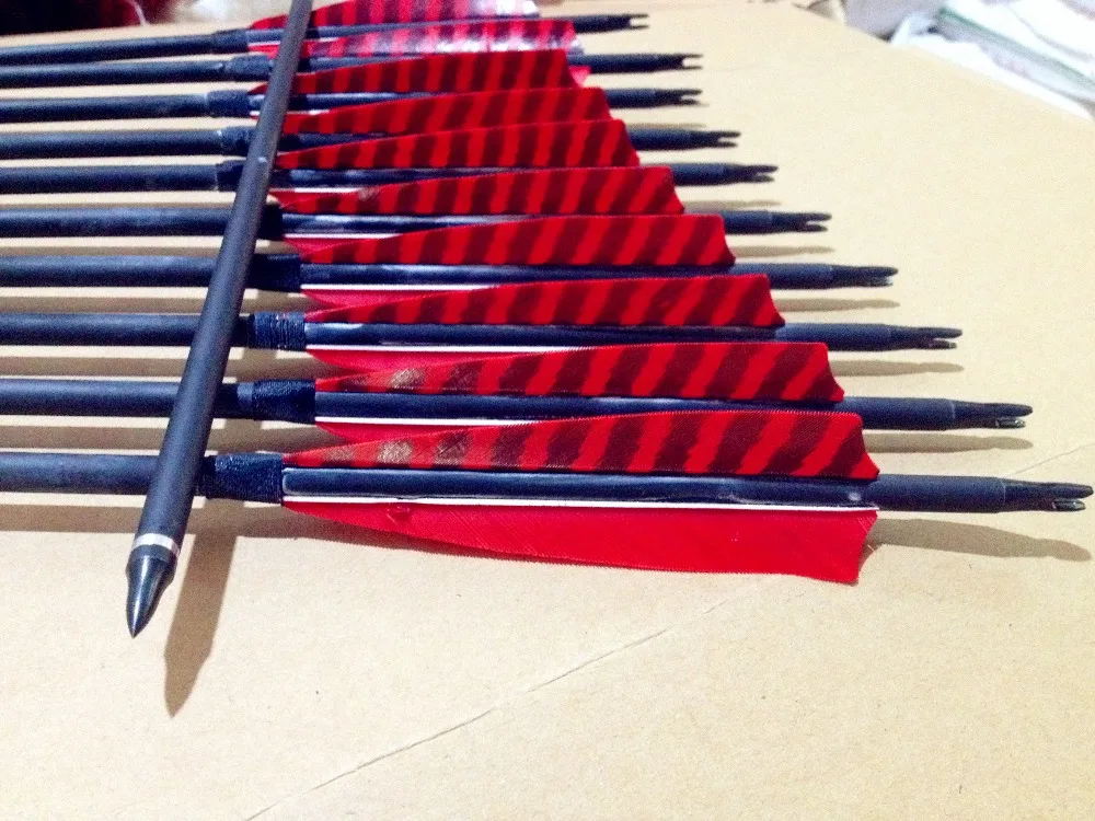 Карбоновая стрела с 12 красными полосками 30 дюймов для стрельбы из лука охоты